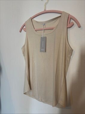 Cream Scoop Neck Tank Top - Women's Lightweight Layering Tee